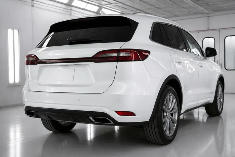White SUV rear end fully repaired
